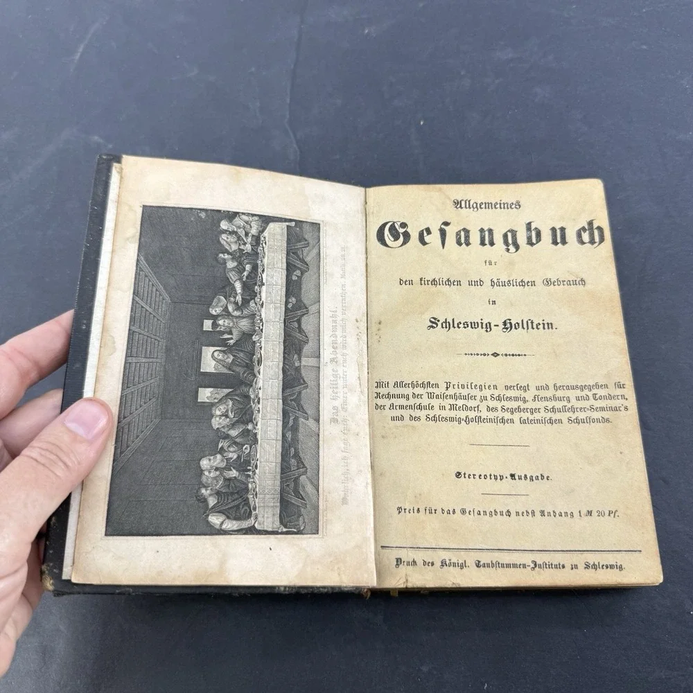 1876 Allgemeines Gesangbuch German Hymnal Schleswig-Holstein Antique Book HC
